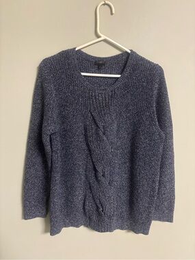 Talbots Sweater Womens Size 1X Blue Chunky Cable Knit Pullover Cotton Twist